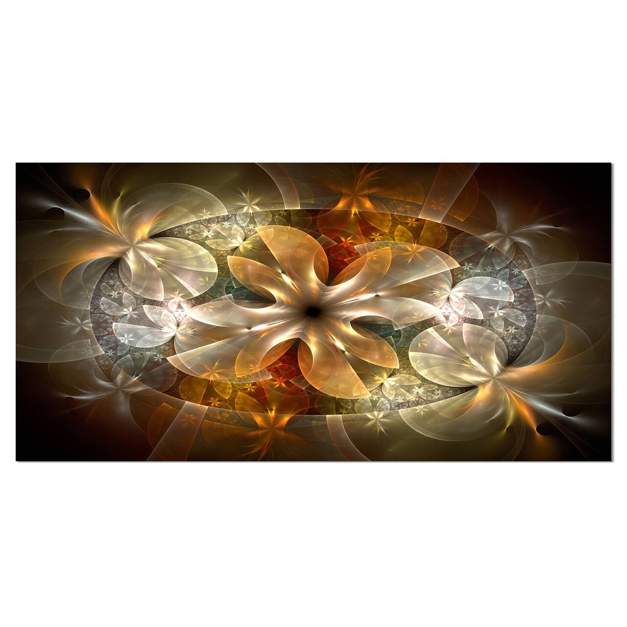 Designart - Fractal Flower with Blue Details - Floral Art Canvas Print